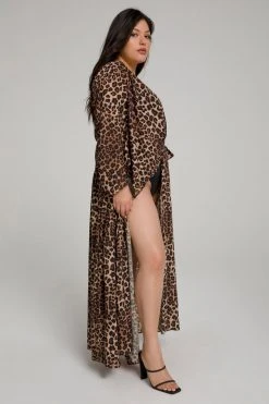 GOOD AMERICAN Cover Ups GODDESS ROBE | LEOPARD004