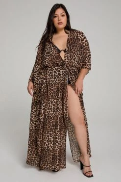 GOOD AMERICAN Cover Ups GODDESS ROBE | LEOPARD004