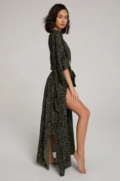 GOOD AMERICAN Cover Ups GODDESS ROBE | SAGE LEOPARD005