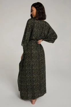 GOOD AMERICAN Cover Ups GODDESS ROBE | SAGE LEOPARD005