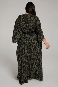 GOOD AMERICAN Cover Ups GODDESS ROBE | SAGE LEOPARD005
