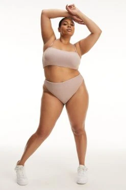 GA-SALE SPARKLE RIB GOOD WAIST CHEEKY BOTTOM | LILAC001 Bikini Bottoms