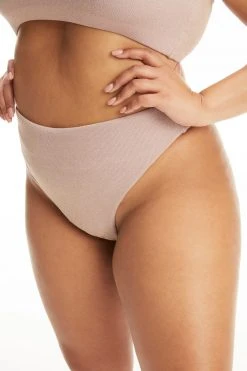 GA-SALE SPARKLE RIB GOOD WAIST CHEEKY BOTTOM | LILAC001 Bikini Bottoms