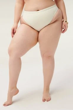 GOOD AMERICAN Bikini Bottoms RIB HIGH CUT SPORT BOTTOM | IVORY001