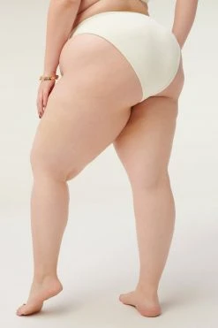 GOOD AMERICAN Bikini Bottoms RIB HIGH CUT SPORT BOTTOM | IVORY001