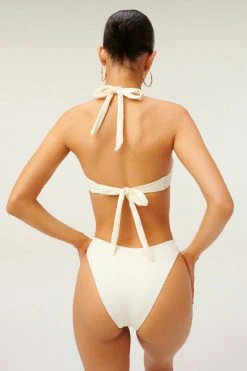 GOOD AMERICAN Bikini Tops RIB KHLOE HALTER | IVORY001