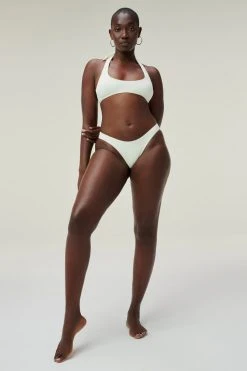GOOD AMERICAN Bikini Tops RIB KHLOE HALTER | IVORY001