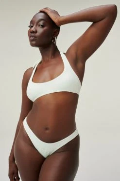 GOOD AMERICAN Bikini Tops RIB KHLOE HALTER | IVORY001