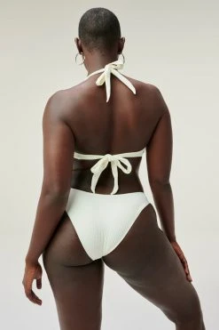 GOOD AMERICAN Bikini Tops RIB KHLOE HALTER | IVORY001