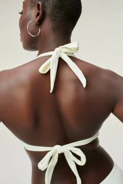 GOOD AMERICAN Bikini Tops RIB KHLOE HALTER | IVORY001