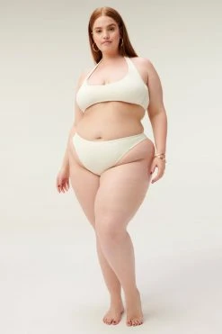 GOOD AMERICAN Bikini Tops RIB KHLOE HALTER | IVORY001