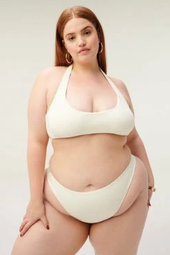 GOOD AMERICAN Bikini Tops RIB KHLOE HALTER | IVORY001