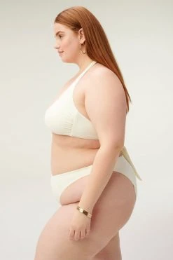 GOOD AMERICAN Bikini Tops RIB KHLOE HALTER | IVORY001