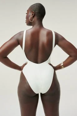 GOOD AMERICAN RIB SPORT HIGH CUT ONE PIECE | IVORY001 One-Pieces