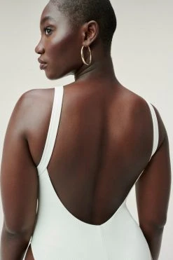 GOOD AMERICAN RIB SPORT HIGH CUT ONE PIECE | IVORY001 One-Pieces