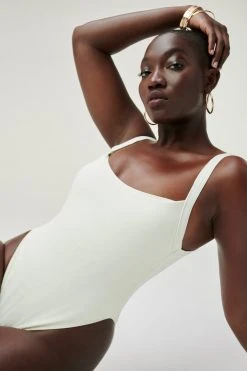 GOOD AMERICAN RIB SPORT HIGH CUT ONE PIECE | IVORY001 One-Pieces