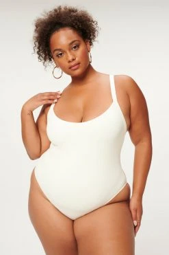 GOOD AMERICAN RIB SPORT HIGH CUT ONE PIECE | IVORY001 One-Pieces