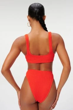 GOOD AMERICAN Bikini Tops ALWAYS FITS SCOOP TOP | BRIGHT POPPY002