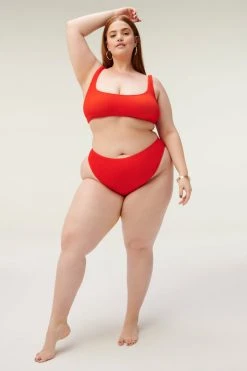 GOOD AMERICAN Bikini Tops ALWAYS FITS SCOOP TOP | BRIGHT POPPY002