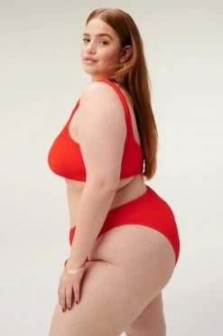 GOOD AMERICAN Bikini Tops ALWAYS FITS SCOOP TOP | BRIGHT POPPY002