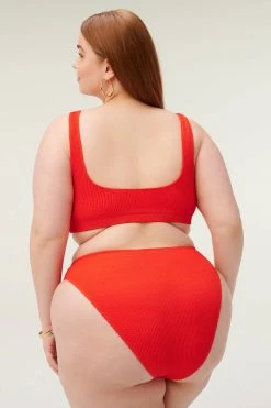 GOOD AMERICAN Bikini Tops ALWAYS FITS SCOOP TOP | BRIGHT POPPY002