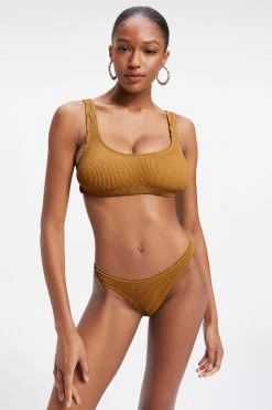 GOOD AMERICAN ALWAYS FITS SCOOP TOP | BRONZE BROWN001