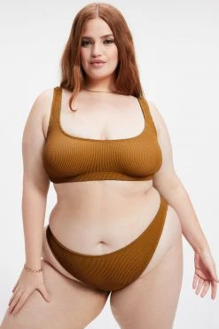 GOOD AMERICAN ALWAYS FITS SCOOP TOP | BRONZE BROWN001