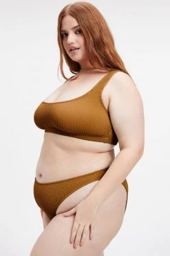 GOOD AMERICAN ALWAYS FITS SCOOP TOP | BRONZE BROWN001