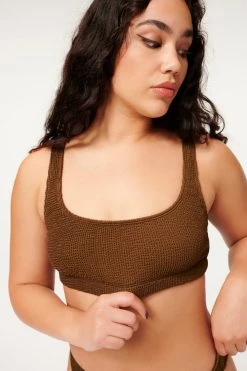 GOOD AMERICAN ALWAYS FITS SCOOP TOP | MOCHA001 Bikini Tops