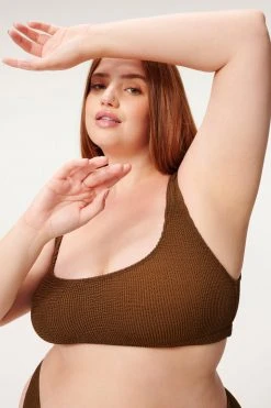 GOOD AMERICAN ALWAYS FITS SCOOP TOP | MOCHA001 Bikini Tops