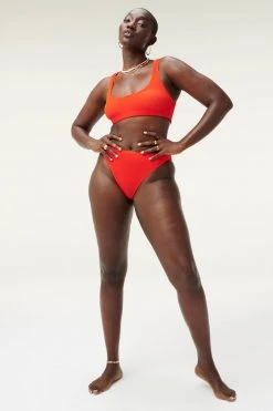 GOOD AMERICAN Bikini Bottoms ALWAYS FITS GOOD WAIST CHEEKY | BRIGHT POPPY002