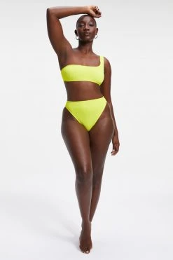 GOOD AMERICAN ALWAYS FITS GOOD WAIST CHEEKY | ELECTRIC YELLOW001 Bikini Bottoms