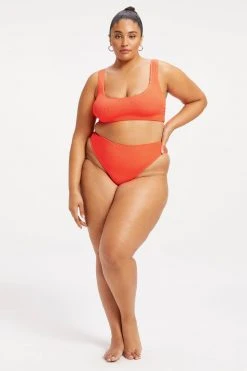 GA-SALE ALWAYS FITS GOOD WAIST CHEEKY | HOT CORAL001 Bikini Bottoms