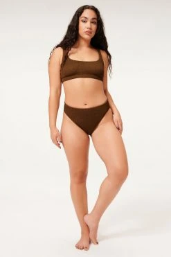 GOOD AMERICAN Bikini Bottoms ALWAYS FITS GOOD WAIST CHEEKY | MOCHA001
