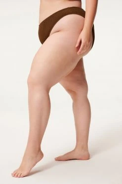 GOOD AMERICAN Bikini Bottoms ALWAYS FITS GOOD WAIST CHEEKY | MOCHA001