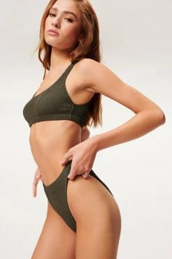 GOOD AMERICAN Bikini Bottoms ALWAYS FITS GOOD WAIST CHEEKY | STORMY001