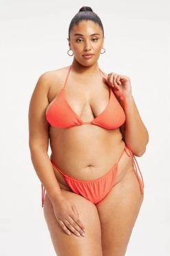 GA-SALE TINY TIES TOP | HOT CORAL001