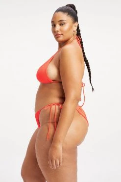 GA-SALE TINY TIES TOP | HOT CORAL001