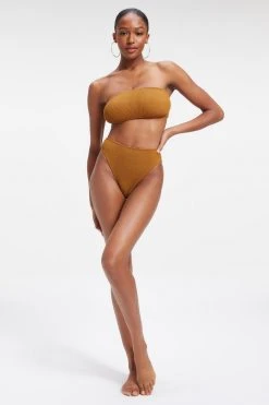GOOD AMERICAN Bikini Tops ALWAYS FITS BETTER BAND TOP | BRONZE BROWN001