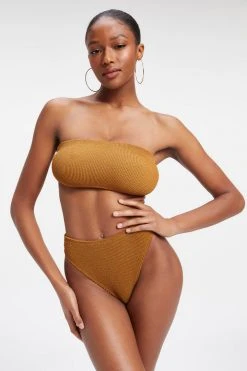 GOOD AMERICAN Bikini Tops ALWAYS FITS BETTER BAND TOP | BRONZE BROWN001