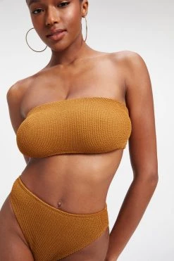 GOOD AMERICAN Bikini Tops ALWAYS FITS BETTER BAND TOP | BRONZE BROWN001