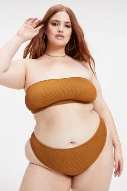 GOOD AMERICAN Bikini Tops ALWAYS FITS BETTER BAND TOP | BRONZE BROWN001