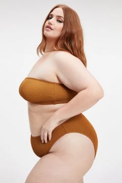 GOOD AMERICAN Bikini Tops ALWAYS FITS BETTER BAND TOP | BRONZE BROWN001