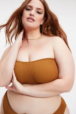 GOOD AMERICAN Bikini Tops ALWAYS FITS BETTER BAND TOP | BRONZE BROWN001