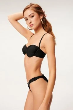 GOOD AMERICAN Bikini Tops SHINE RUCHED DEMI CUP | BLACK001