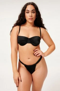 GOOD AMERICAN Bikini Tops SHINE RUCHED DEMI CUP | BLACK001
