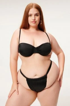 GOOD AMERICAN Bikini Tops SHINE RUCHED DEMI CUP | BLACK001