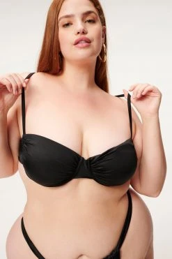 GOOD AMERICAN Bikini Tops SHINE RUCHED DEMI CUP | BLACK001