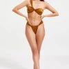 GOOD AMERICAN SHINE RUCHED BOTTOM | BRONZE BROWN001 Bikini Bottoms