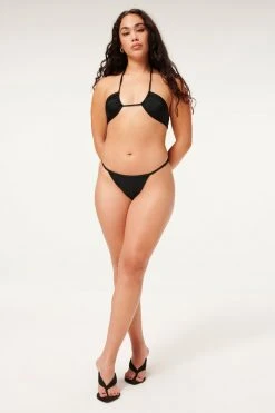 GOOD AMERICAN Bikini Bottoms SHINE RUCH PERFECT FIT BOTTOM | BLACK001